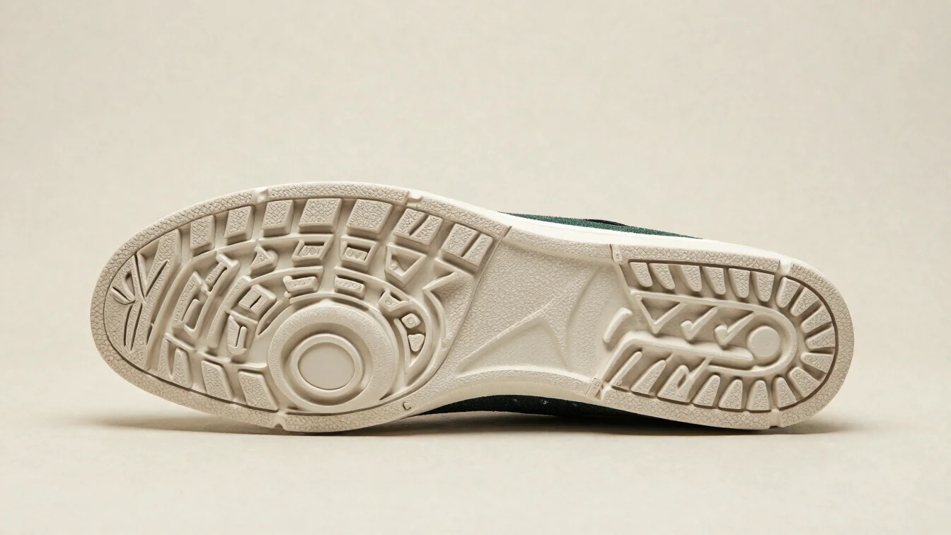 Soft diffused daylight on a generic sneaker sole with a textured