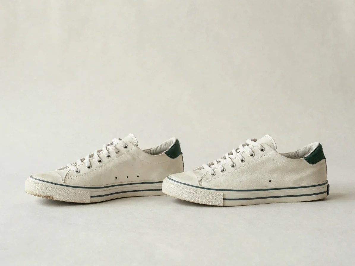 Soft diffused daylight photograph of two generic unbranded sneake