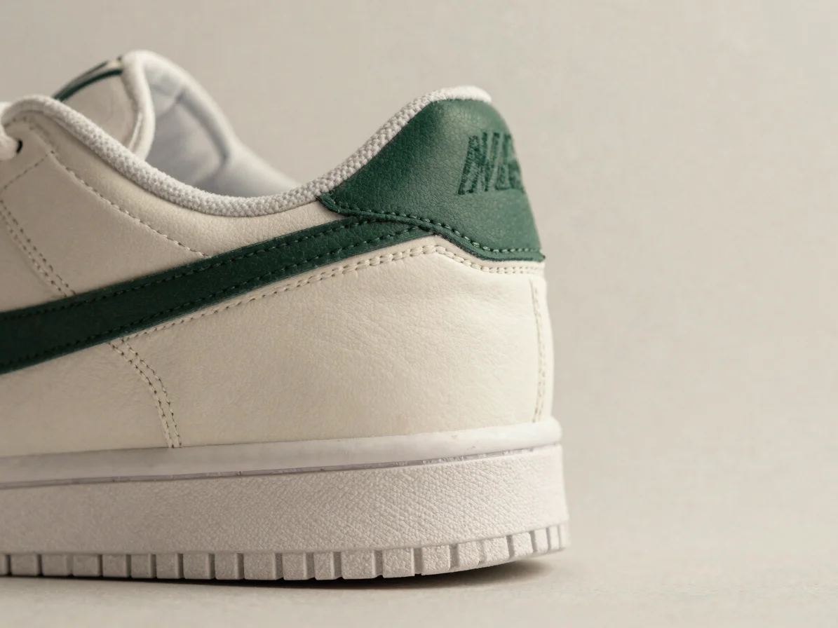 Close detail of a generic sneaker midsole edge in soft natural li
